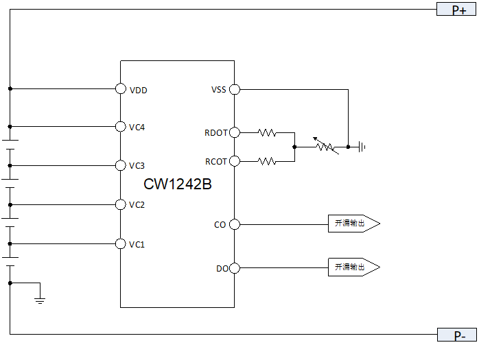 CW1242B Over temperature protection supported 4 cells 2nd protection IC